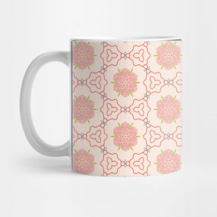 trendy red geometric floral repeated pattern Mug